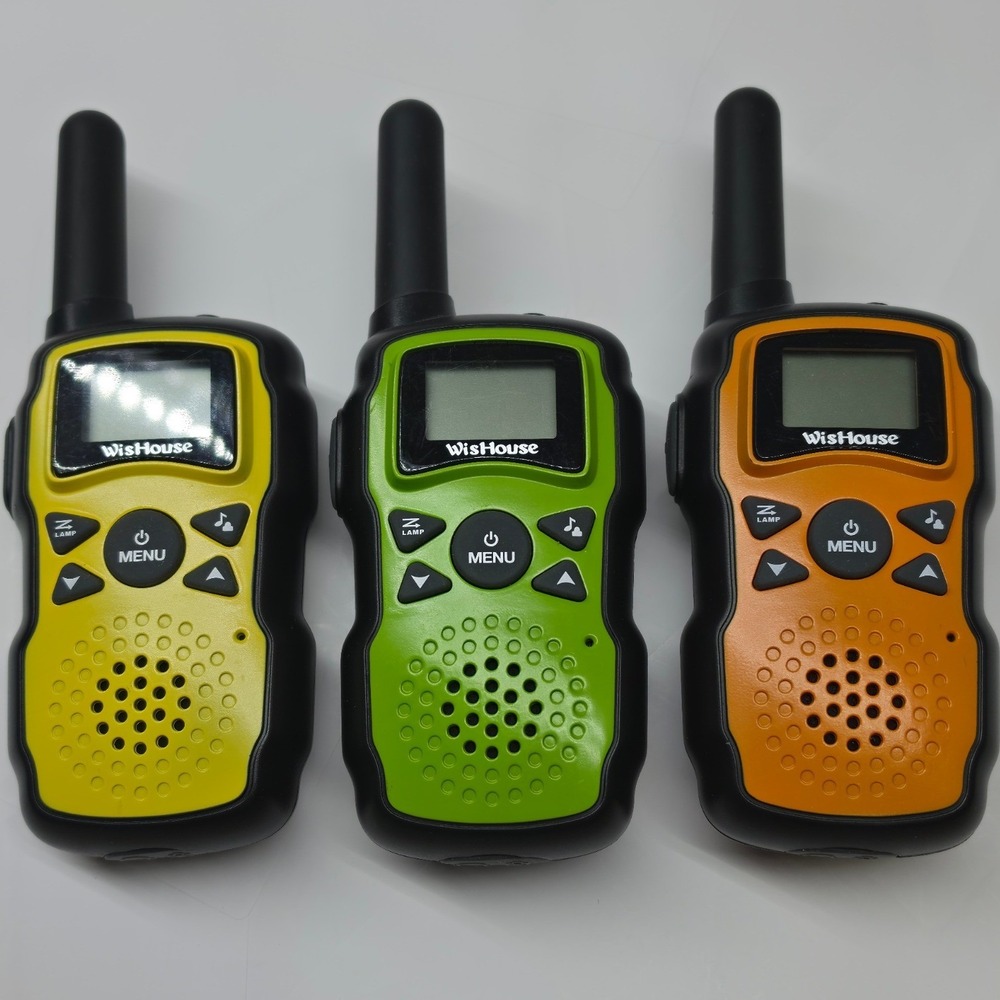 WisHouse M8 Walkie Talkie 3 Pack Green Orange Yellow Kids Long Range 2-Way Radio